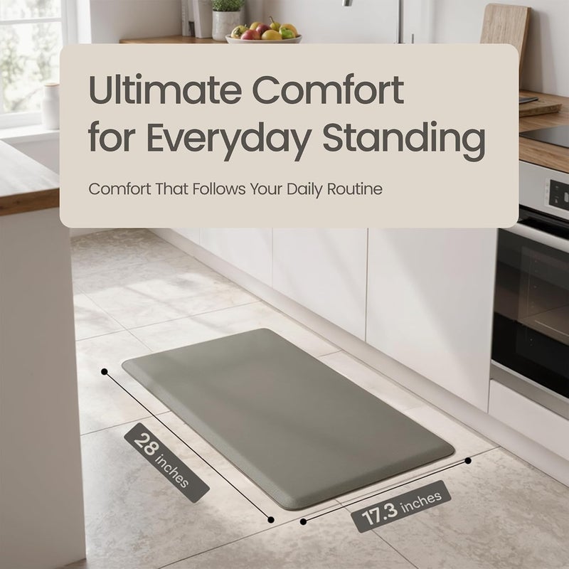 More Decor Anti Fatigue Kitchen Mats for Floor | Padded Kitchen Rugs | Non Slip, Cushioned Standing Desk Mat | Waterproof Floor Mat for Home and Office | 17.3" x 28" X 0.47", Grey, 1-Pack | More Décor - Image 2