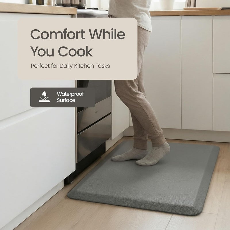 More Decor Anti Fatigue Kitchen Mats for Floor | Padded Kitchen Rugs | Non Slip, Cushioned Standing Desk Mat | Waterproof Floor Mat for Home and Office | 17.3" x 28" X 0.47", Grey, 1-Pack | More Décor - Image 5