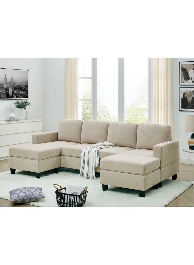 هومزمارت كنبة دائرية خشب سويدي و مخمل - بيج - Image 1