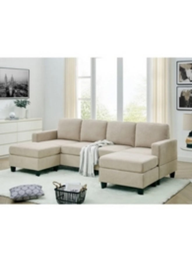 هومزمارت كنبة دائرية خشب سويدي و مخمل - بيج - Image 3