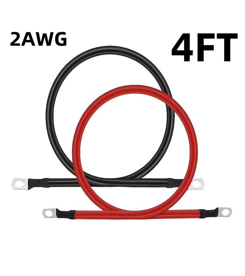Two Pack 4FT 2 AWG Pure Copper Battery Cable For Marine RV Truck Yacht AWG Wiring - Image 3