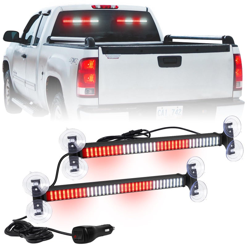 شريط ضوء تحذير مروري XRIDONSEN 2 في 1 أحمر أبيض 2x177 بوصة 144 LED