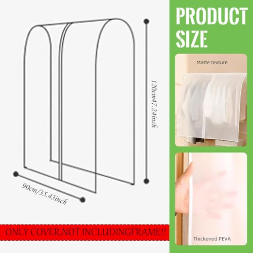 Aeenioy Clothing Rack Cover, Translucent Garment Dustproof Cover for Blazers, Coats, Suits, 90 x 120 cm, Fits Most Clothes Racks, Easy Storage Solution - Image 2