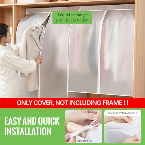 Aeenioy Clothing Rack Cover, Translucent Garment Dustproof Cover for Blazers, Coats, Suits, 90 x 120 cm, Fits Most Clothes Racks, Easy Storage Solution - Image 3