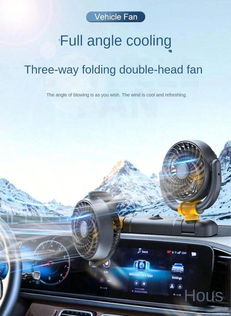 Sharpdo Car Fan -  360° Adjustable 12V Dual Head 2 Speed Electric Small Car Fan Cooling for Car Vehicle, Van, Truck, SUV, RV - Image 5
