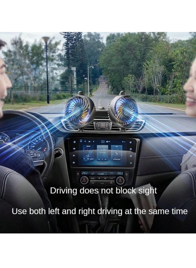 Sharpdo Car Fan -  360° Adjustable 12V Dual Head 2 Speed Electric Small Car Fan Cooling for Car Vehicle, Van, Truck, SUV, RV - Image 3