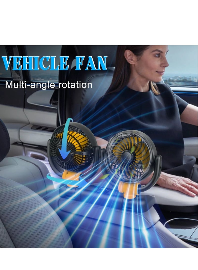 Sharpdo Car Fan -  360° Adjustable 12V Dual Head 2 Speed Electric Small Car Fan Cooling for Car Vehicle, Van, Truck, SUV, RV - Image 4