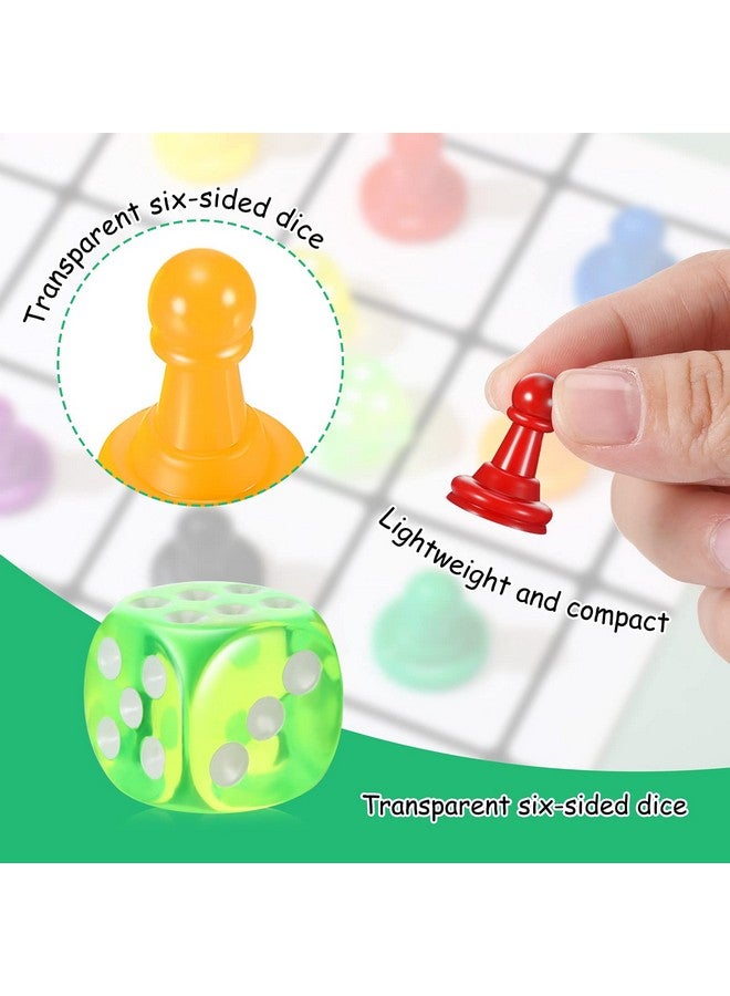 Zhanmai Zhanmai 40 Pcs Board Game Pieces Game Pawns Multicolored Plastic Chess Pawn Pieces for Board Play and 4 Pcs 6 Sided Round Corner Solid Color Dice for Chess Play Components Tabletop Markers - Image 4