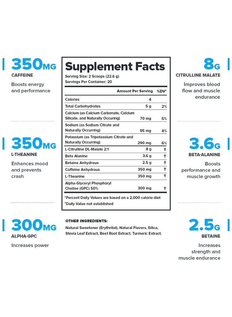 Legion Athletics - Pulse Pre Workout Drink Boosts Strength, Endurance & Focus, with 8g of Citrulline Malate, 3.6 g of Beta-Alanine, 20 Servings 472 g(1.04 Lbs) 16.6 oz - Watermelon Flavor - Image 1