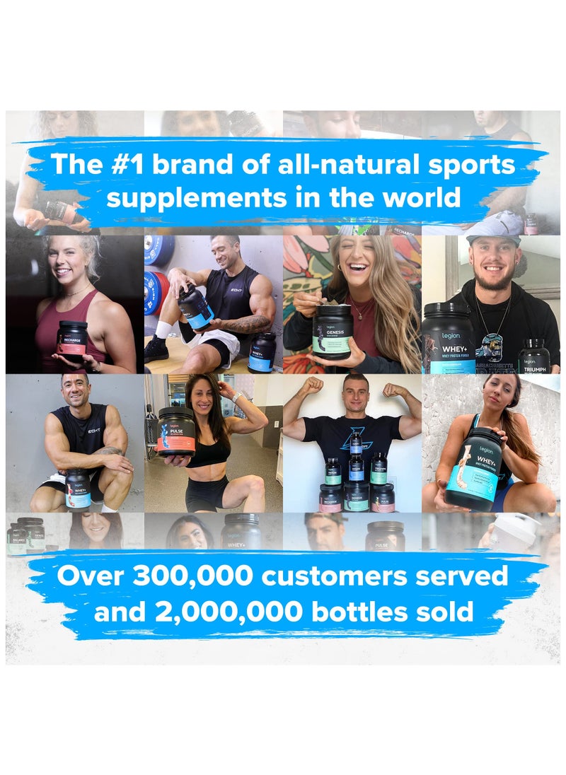 Legion Athletics - Pulse Pre Workout Drink Boosts Strength, Endurance & Focus, with 8g of Citrulline Malate, 3.6 g of Beta-Alanine, 20 Servings 472 g(1.04 Lbs) 16.6 oz - Watermelon Flavor - Image 1