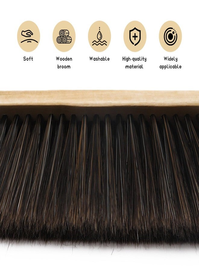 FSTURIOS Wooden Dust Brush, 14 Inch Bench Brush Horse Hair Brush Hand Broom Counter Duster, Soft Bristle Dust Brush Whisk Broom Upholstery Cleaning Tool for Car Home Workshop (Gray - Image 3