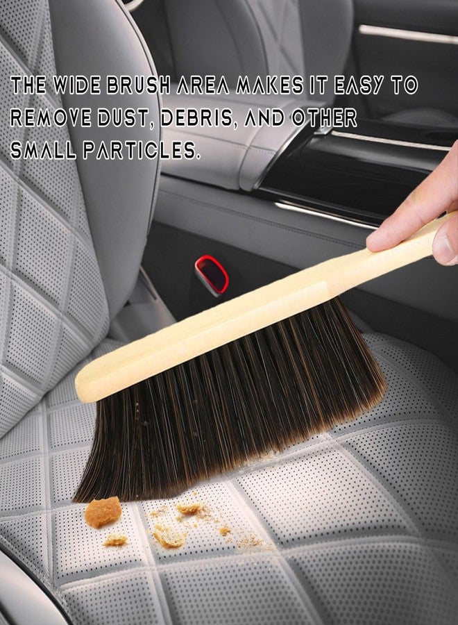 FSTURIOS Wooden Dust Brush, 14 Inch Bench Brush Horse Hair Brush Hand Broom Counter Duster, Soft Bristle Dust Brush Whisk Broom Upholstery Cleaning Tool for Car Home Workshop (Gray - Image 4
