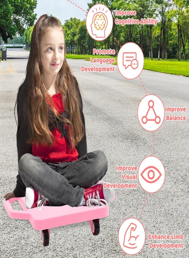 Joonly Kids Sitting Scooter Board with Universal Wheels Safety Plastic Scooter for Kids Ages 6-12 Manual Sport Scooters with Handles for Gym Class - Image 5