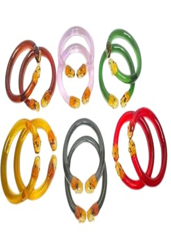 HALLO Elephant Head Glass Bangle Glossy Finished Bangle For Women and Girls Fashionable Designer Multicolor Kada LAMPS INDIA (2.4) - Image 1