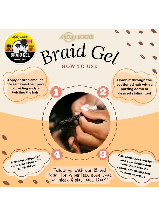AllDay Locks Braid Gel Extreme Hold Smooths & Tames Frizz No Flaking Or Drying High Shine Long Lasting For Braids Locks Twists Cornrows 15 Oz - Image 5