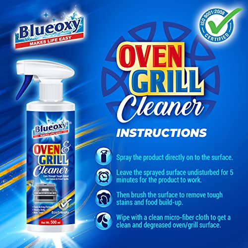 BLUEOXY High-Performance Oven & Grill Cleaner | BBQ Cleaner | Ceramic Grill Interiors | Drip Pans | BBQ Grill Grates | Ecological Formulation | 500 ML | RTU Spray | QTY 1 - Image 3