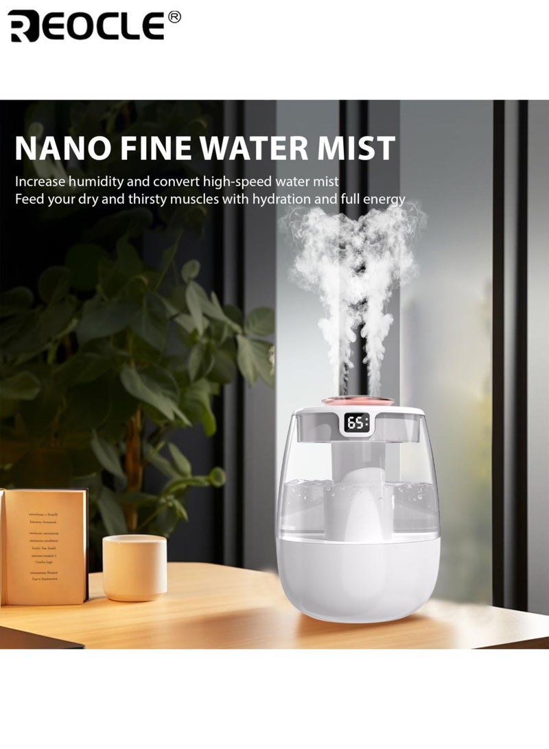 REOCLE Ultrasonic Cool Mist Humidifier with 1300ML Large Capacity and Whisper Quiet Operation USB Powered Desktop Humidifier with Night Light and Double Spray for Bedroom Office Desktop Use - Image 3