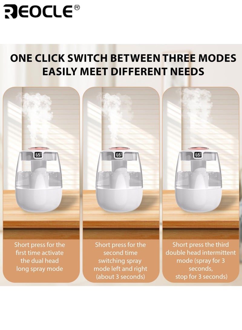 REOCLE Ultrasonic Cool Mist Humidifier with 1300ML Large Capacity and Whisper Quiet Operation USB Powered Desktop Humidifier with Night Light and Double Spray for Bedroom Office Desktop Use - Image 4