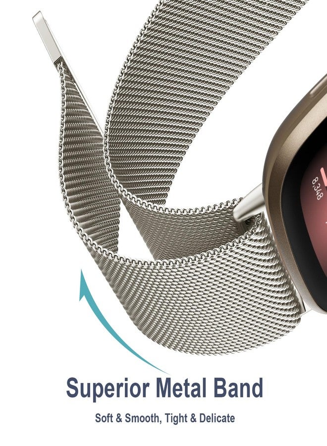 AK Metal Band Compatible with Fitbit Sense 2 / Sense & Versa 4 / Versa 3 Bands - Women & Men, Stainless Steel Mesh Loop Magnetic Replacement Bracelet Strap - Image 5