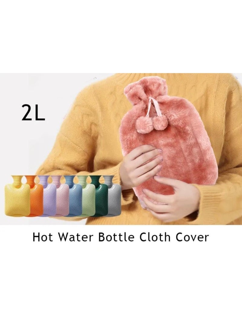 Arabest Hot Water Bag/Hot Water Bag with Tight Cover and Plush Fur for Pain Relief Shoulder Neck Muscle Hand Feet Menstrual Cramps Hot Compress Cold Therapy - Image 2