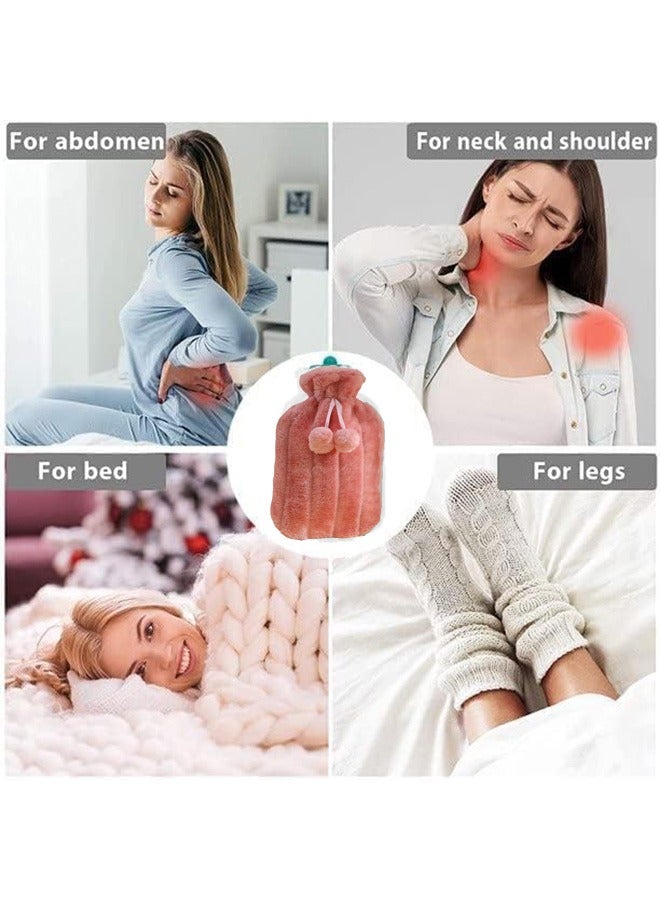 Arabest Hot Water Bag/Hot Water Bag with Tight Cover and Plush Fur for Pain Relief Shoulder Neck Muscle Hand Feet Menstrual Cramps Hot Compress Cold Therapy - Image 3