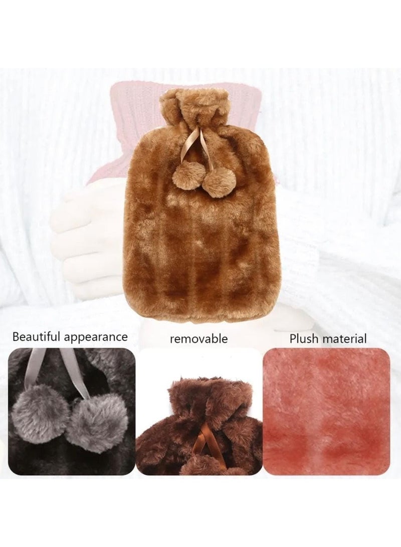 Arabest Hot Water Bag/Hot Water Bag with Tight Cover and Plush Fur for Pain Relief Shoulder Neck Muscle Hand Feet Menstrual Cramps Hot Compress Cold Therapy - Image 5