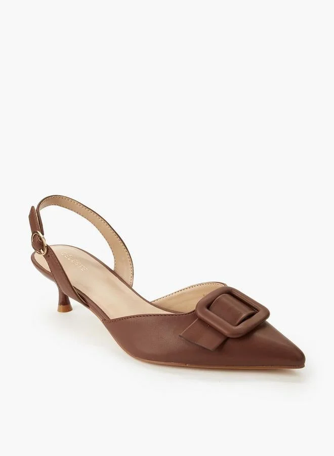 سيليست Women Buckle Detail Kitten Heel Pointed Toe Shoes