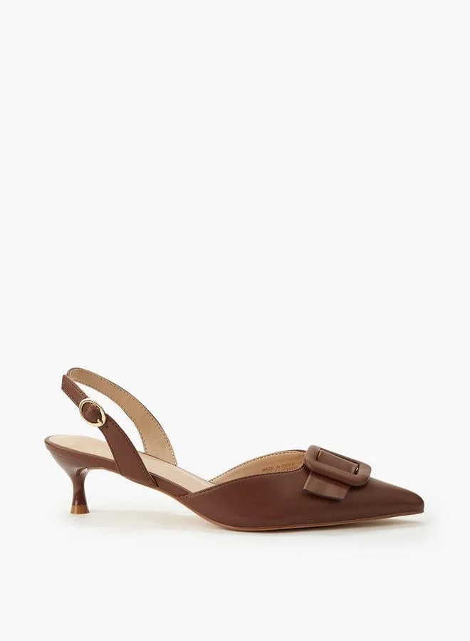 سيليست Women Buckle Detail Kitten Heel Pointed Toe Shoes