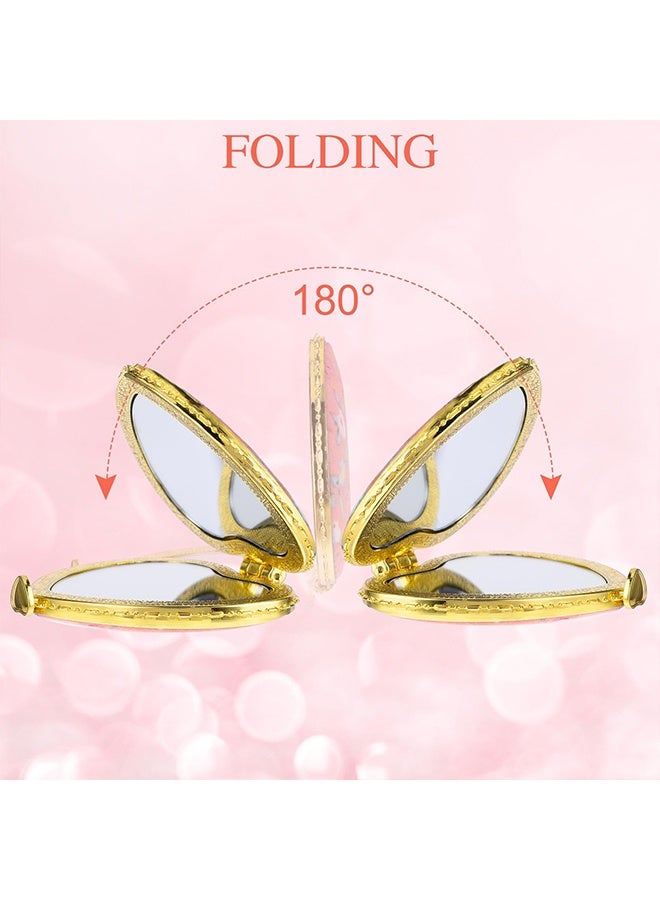 2 Pcs Cute Heart Shaped Double-Sided Compact Mirrors, Vintage Folding Portable Pocket Makeup Mirror, Mini Handheld Cosmetic Mirror for Women & Girls, Home, Office & Travel Use - Image 4