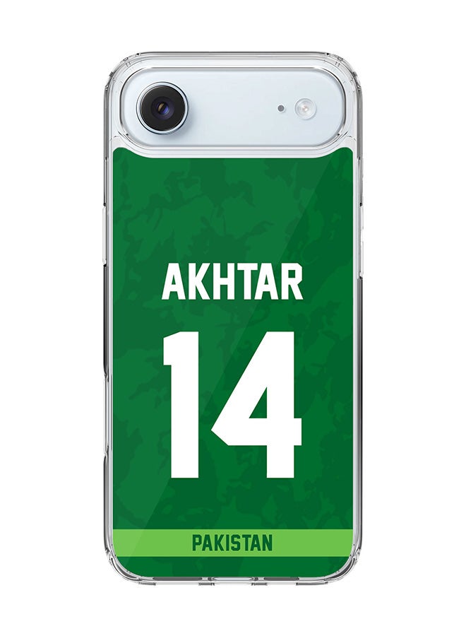 Stylizedd Classic Clear MagSafe Case for iPhone 17 Air , Hybrid Soft Case Flexible Edges Anti Drop TPU PC Gel Thin Transparent Cover [ Designed for iPhone 17 Air ] - Team Pakistan Shoaib Akhtar, Jersey No 14