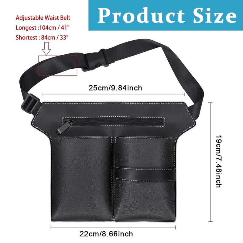 MAYCREATE Hairdresser Scissor Bag PU Leather Barber Waist Pouch Professional Hairdressing Storage Holster with Adjustable Waist Belt Hair Salon Scissor Storage Waist Bag for Scissors Tools Clips - Image 2