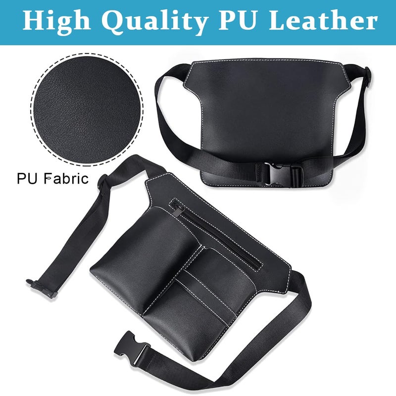 MAYCREATE Hairdresser Scissor Bag PU Leather Barber Waist Pouch Professional Hairdressing Storage Holster with Adjustable Waist Belt Hair Salon Scissor Storage Waist Bag for Scissors Tools Clips - Image 5