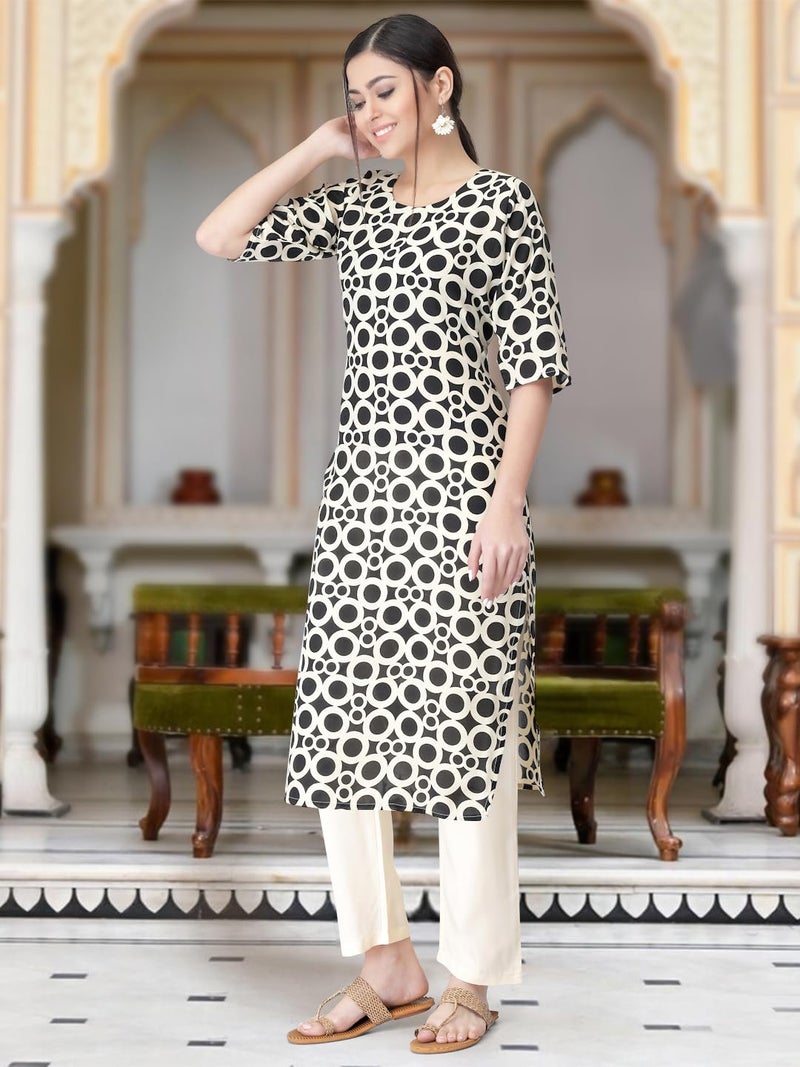 Tee Projekt Versatile Crepe Kurti & Pant Set for Women Printed Kurta Set - Image 3