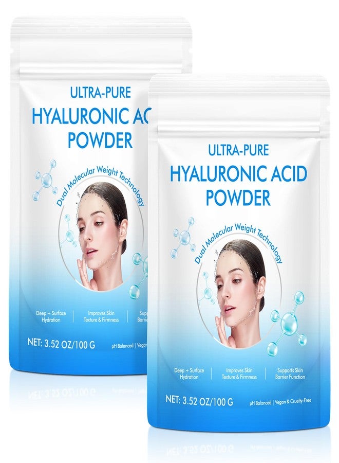 Mcukv 2 Pack 2-in-1 Hyaluronic Acid Powder – High Molecular Weight for Moisture + Low Molecular Weight for Hydration, Cosmetic-Grade DIY Skincare Ingredient for Serums, Masks & Lotions, 7.6oz - Image 1