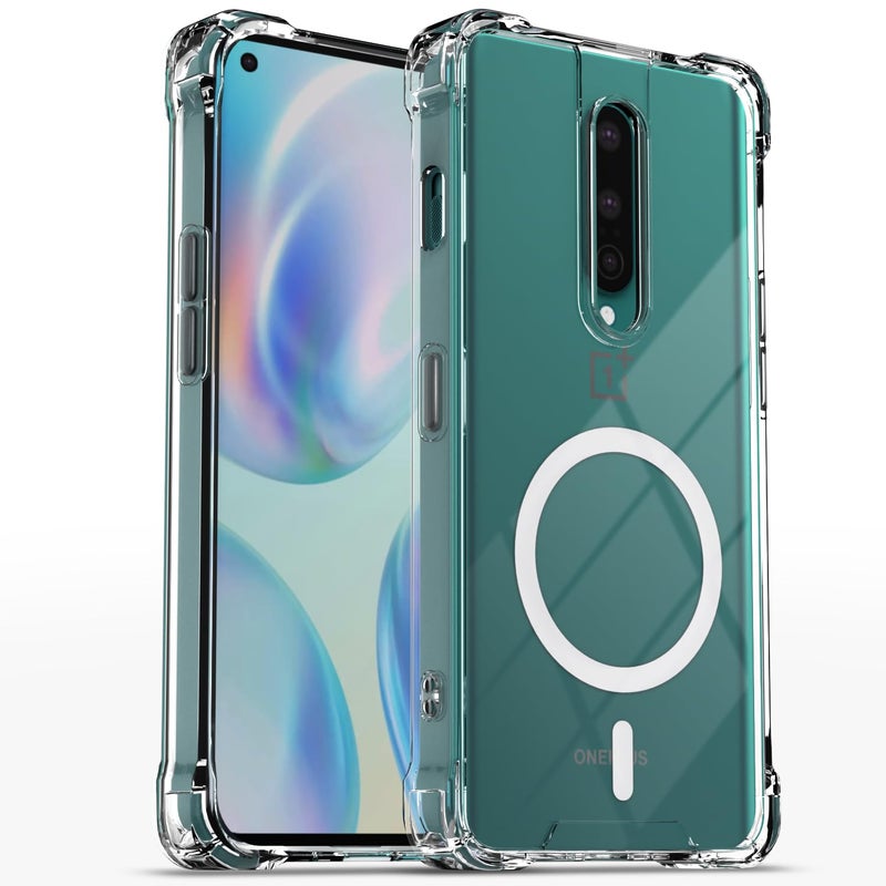 Pikkme غطاء خلفي لهاتف OnePlus 8 مع دعم مغناطيسي مقاوم للصدمات من PC + TPU (شفاف Mag-Safe) - Image 1