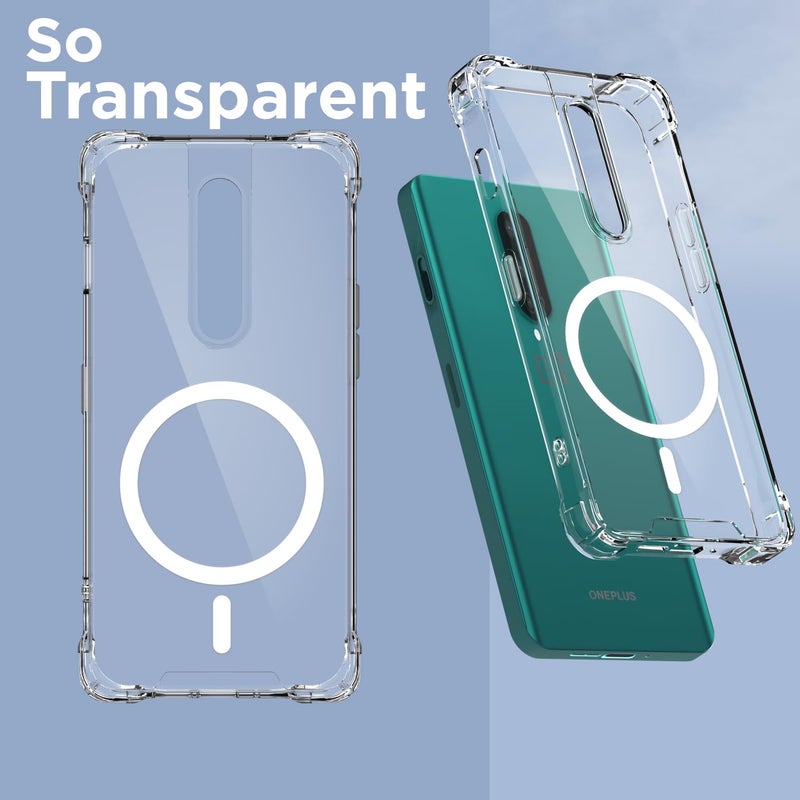 Pikkme غطاء خلفي لهاتف OnePlus 8 مع دعم مغناطيسي مقاوم للصدمات من PC + TPU (شفاف Mag-Safe) - Image 2