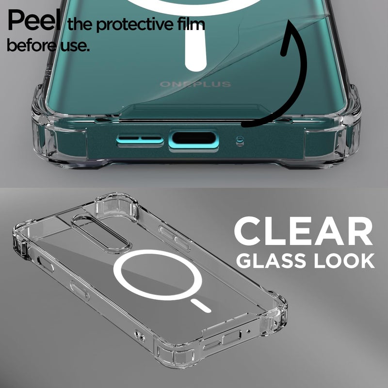 Pikkme غطاء خلفي لهاتف OnePlus 8 مع دعم مغناطيسي مقاوم للصدمات من PC + TPU (شفاف Mag-Safe) - Image 3