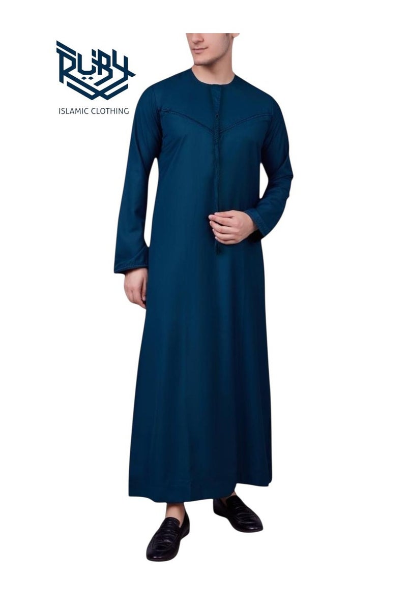 RUBY ISLAMIC CLOTHING Thobe jubba kandura dishdasha for men – Emirati Style with Front Zip & Tussel - Image 5