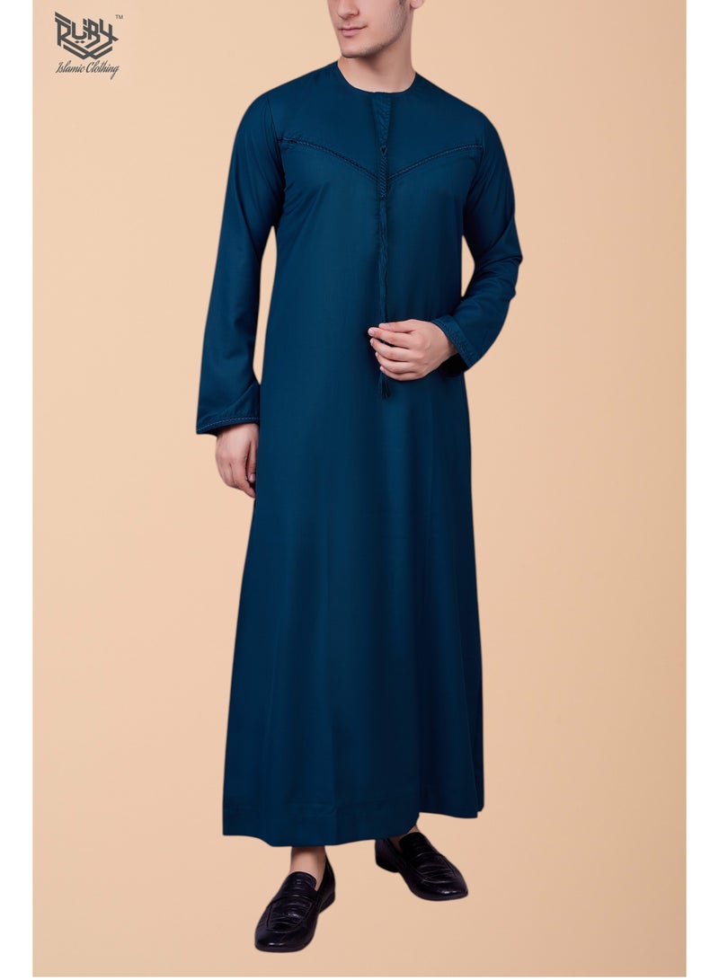 روبي للملابس الإسلامية ثوب جوبا كندورة دشداشة للرجال – طراز إماراتي مع سحاب أمامي وشرابة - Image 2