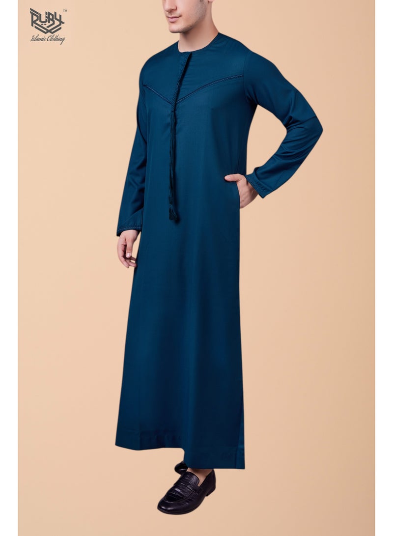 روبي للملابس الإسلامية ثوب جوبا كندورة دشداشة للرجال – طراز إماراتي مع سحاب أمامي وشرابة - Image 3
