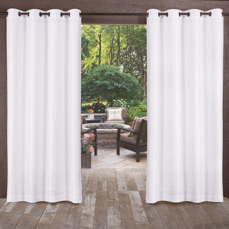 Exclusive Home Exclusive Home Biscayne IndoorOutdoor Two Tone Textured Grommet Top Curtain Panel 54x84 Winter White Set of 2