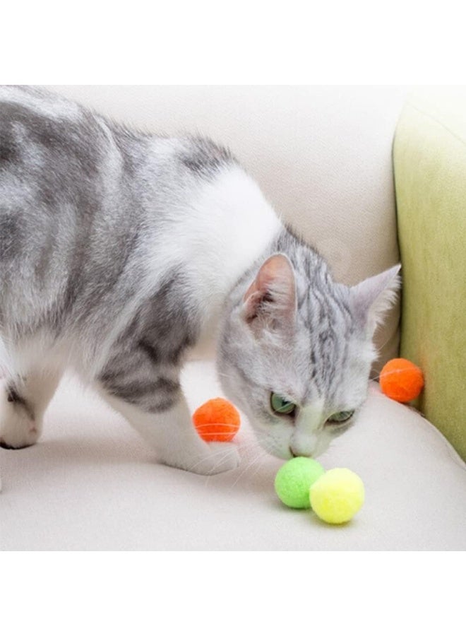 SFENG 30 Pcs Colorful Plush Cat Toy Balls, 1.6 Inch Soft Lightweight Interactive Play Balls for Kitten Training, DIY Decoration Pet Supplies, Random Color - Image 2