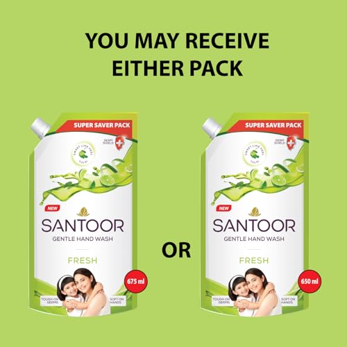Santoor Fresh Gentle Hand Wash 650ml, Pack of 2 with Natural Goodness of Sweet Lime Peel & Tulsi| Rich Lathering Formula With Anti-Bacterial Properties| Soft on Hands| Soothes & Hydrates Skin - Image 3