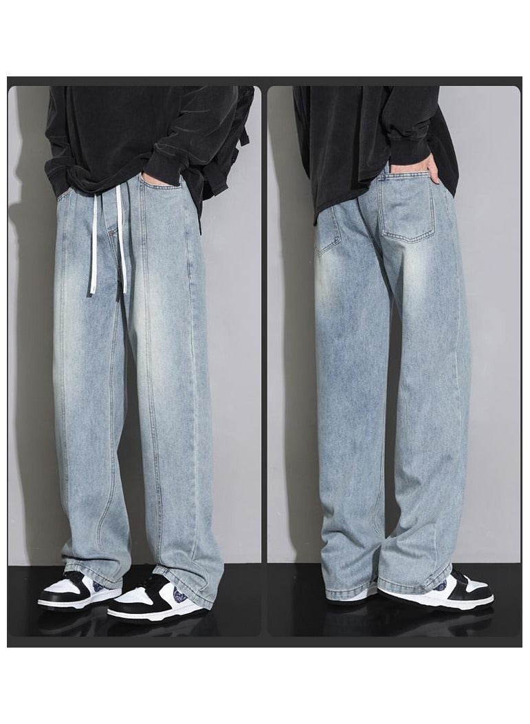 Fashionable Men's Loose Straight Leg Jeans, Wide Leg Casual Pants  - Image 3