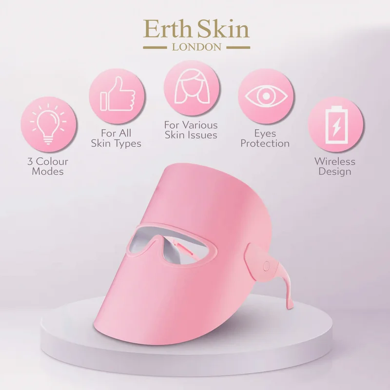 ErthSkin London  LED LIGHT THERAPY MASK 3 Colour Modes -  Pink for Women | Best Price UAE