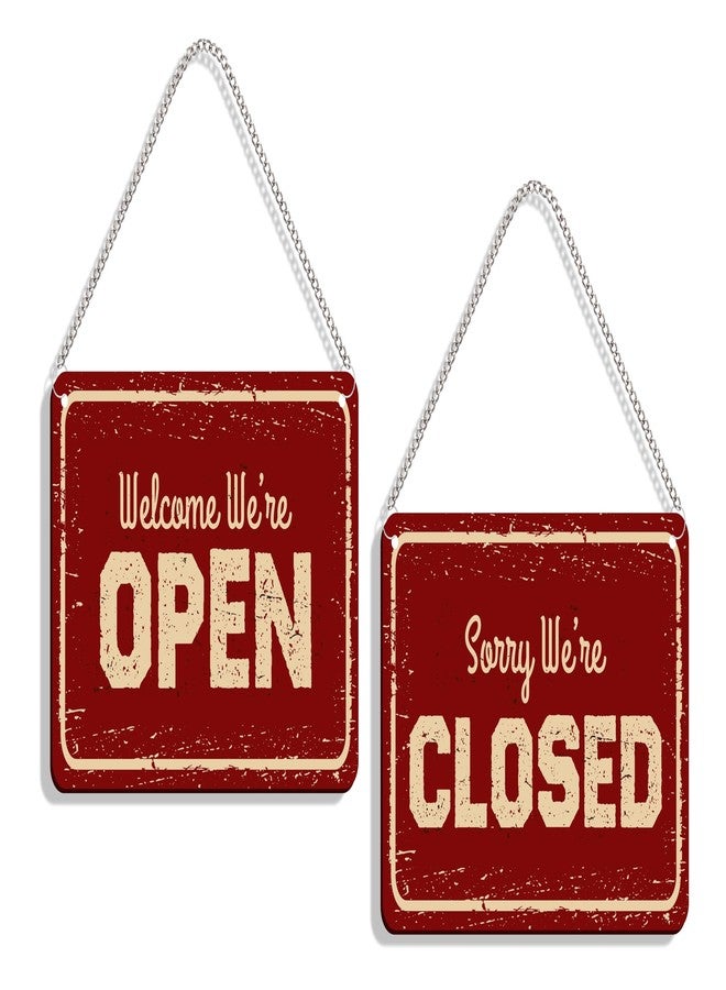DELWOR Vintage Open Closed Wooden Sign Board for Shop Wall Hanging Decor | Open Closed Sign Board Hanging - Image 1