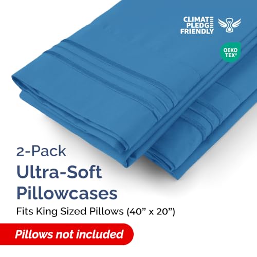 CGK Unlimited King Pillow Cases Set of 2 Ultra Soft Hotel Quality Pillowcase Covers Comfy Cozy Wrinkle Free Shrinkage Stain Fade Resistant Machine Washable Pillow Protectors 2 Piece Set Royal Blue - Image 3