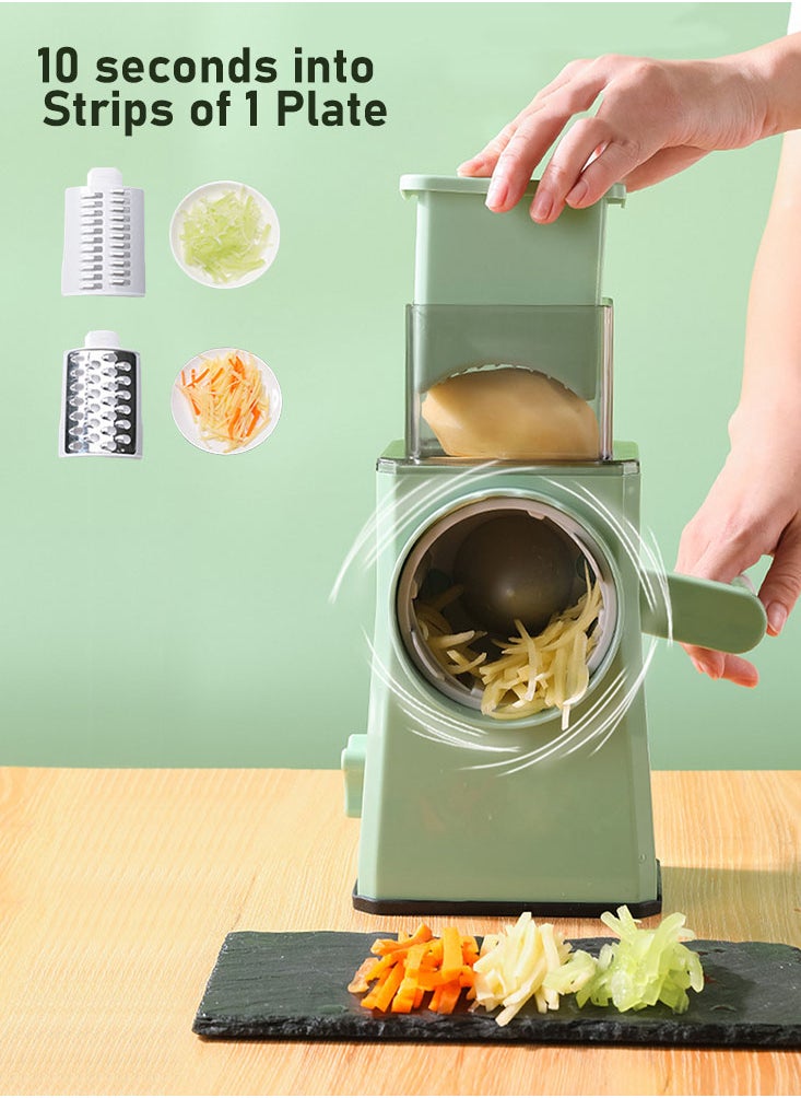 Perfii Kitchen Mandoline Vegetable Slicer with 3 Interchangeable Blades - Rotary Cheese Grater, Slicing of Fruits, Vegetables, and Nuts  - Image 3