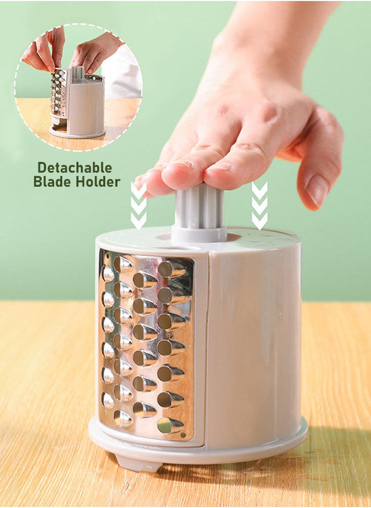 Perfii Kitchen Mandoline Vegetable Slicer with 3 Interchangeable Blades - Rotary Cheese Grater, Slicing of Fruits, Vegetables, and Nuts  - Image 5