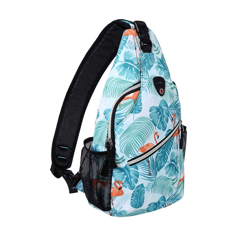 MOSISO Sling Backpack,Travel Hiking Daypack Pattern Rope Crossbody Shoulder Bag, Flamingo - Image 1